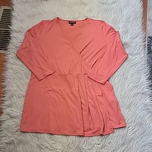 J jill wearever collection womens salmon pink v neck flowy long sleeve shirt